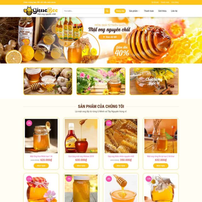 Theme WordPress bán mật ong 01