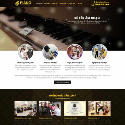 Theme WordPress đào tạo, khóa học piano, nhạc cụ